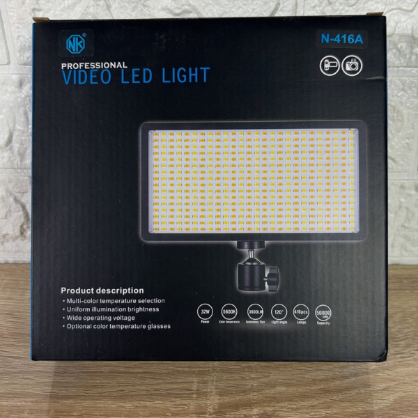 TORCHE LED POUR CAMÉRA 416 NK 33w + 2 BATTERIES